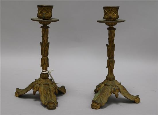 A pair of ormolu candlesticks